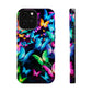 "Neon Butterfly Luridrainbow". Neon Butterflies Premium Art Magsafe Magnet Tough IPhone 13 14 15 Pro Plus Max and Mini in Matte and Glossy Phone cases