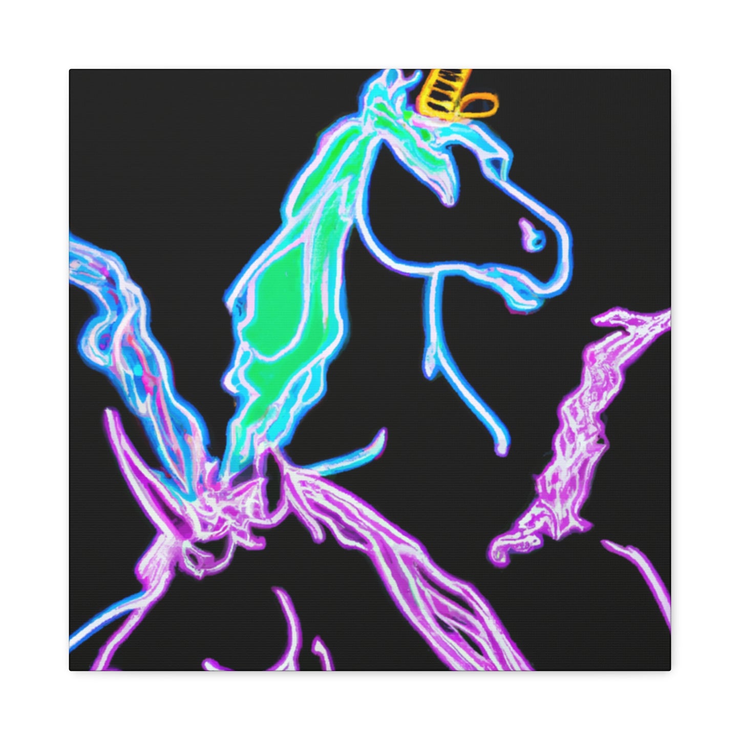 "Galactic Shebang of Neon Unicorns" NEON Unicorns Art Canvas