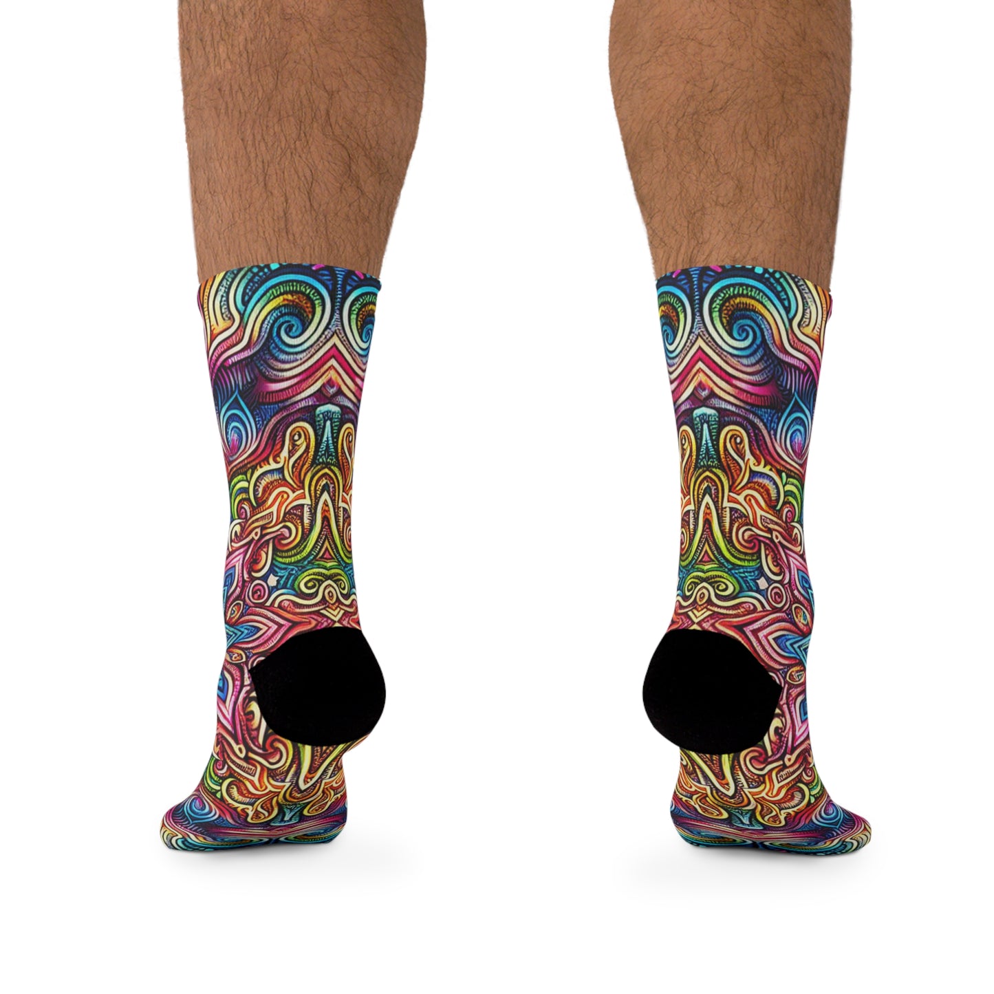TDB Rainbow Infinity Glitter Burst. Trippy Recycled Poly Socks