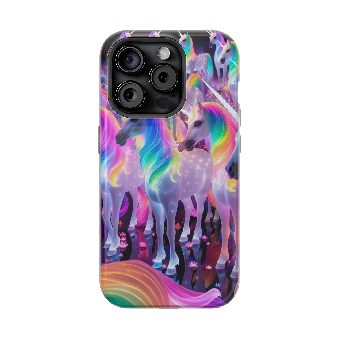 Neon Wonderland Unicorns Neon Unicorns Premium Art Magsafe Magnet Tough IPhone 13 14 15 Pro Plus Max and Mini in Matte and Glossy Phone cases