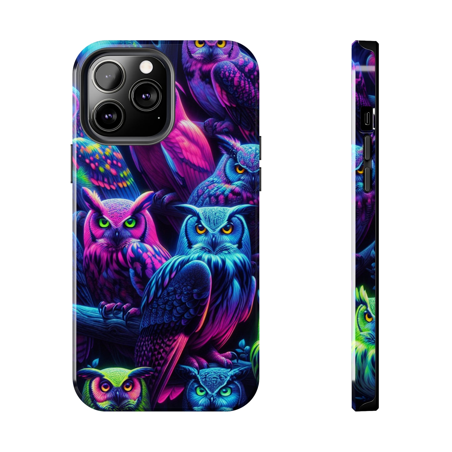 "Vivid Neon Nocturnal Symphony" NEON Owls Tough Phone Case