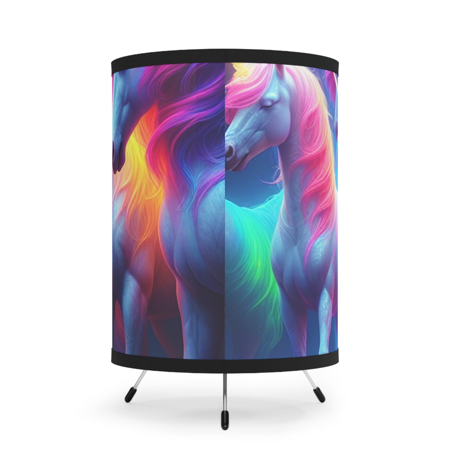 "Unicorns Illuminated" - NEON Unicorns Art Tripod Lamp