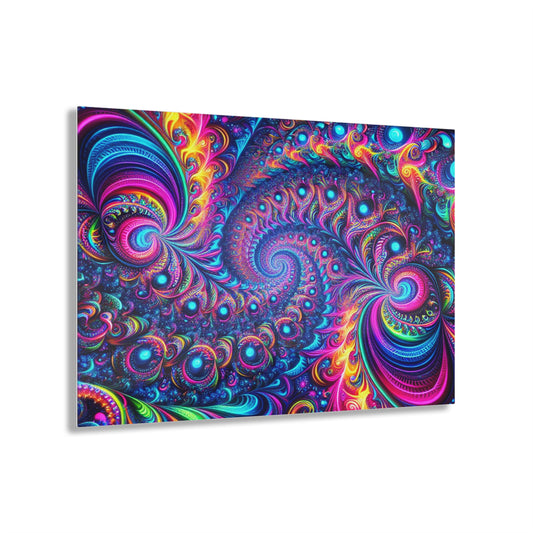 "Psychedelic Spacetime Dance" Trippy infity Pattern 1/4" Glossy Acrylic Art