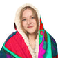 "Vibrant Neon Owls" - NEON Owls Art Hooded Snuggle Blanket