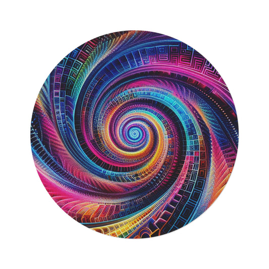 Neon Eternity Vortex. Infinity Patterns Round Rug