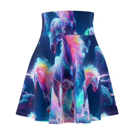1. "Illuminous Phantasies" -NEON Unicorns Woman' Skater Skirt