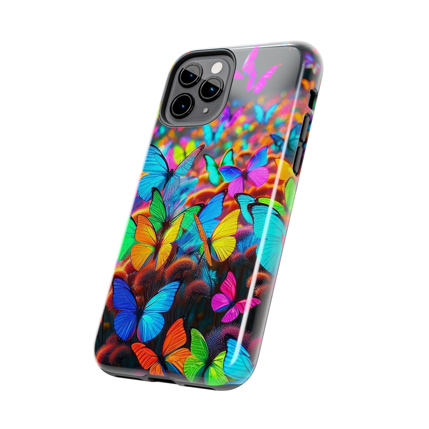 "Neon Butterfly Mural" NEON Butterflies Tough Phone Case Iphone 6 7 8 9 10 11 12 13 14 SE X XR XS Pro Max Mini Plus