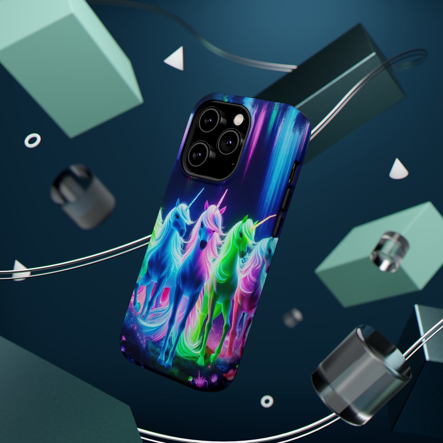 Neon Unicorn Pods. Neon Unicorns Premium Art Magsafe Magnet Tough IPhone 13 14 15 Pro Plus Max and Mini in Matte and Glossy Phone cases