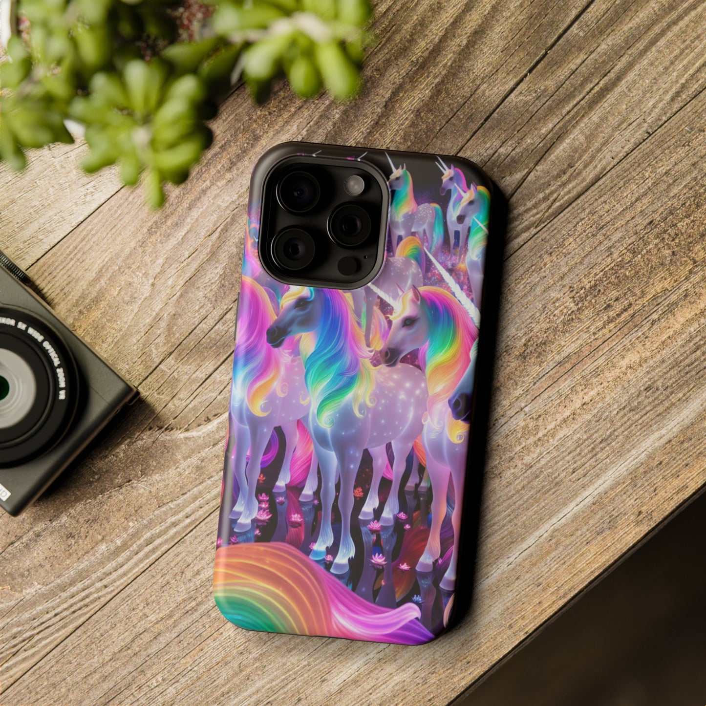 Neon Wonderland Unicorns Neon Unicorns Premium Art Magsafe Magnet Tough IPhone 13 14 15 Pro Plus Max and Mini in Matte and Glossy Phone cases