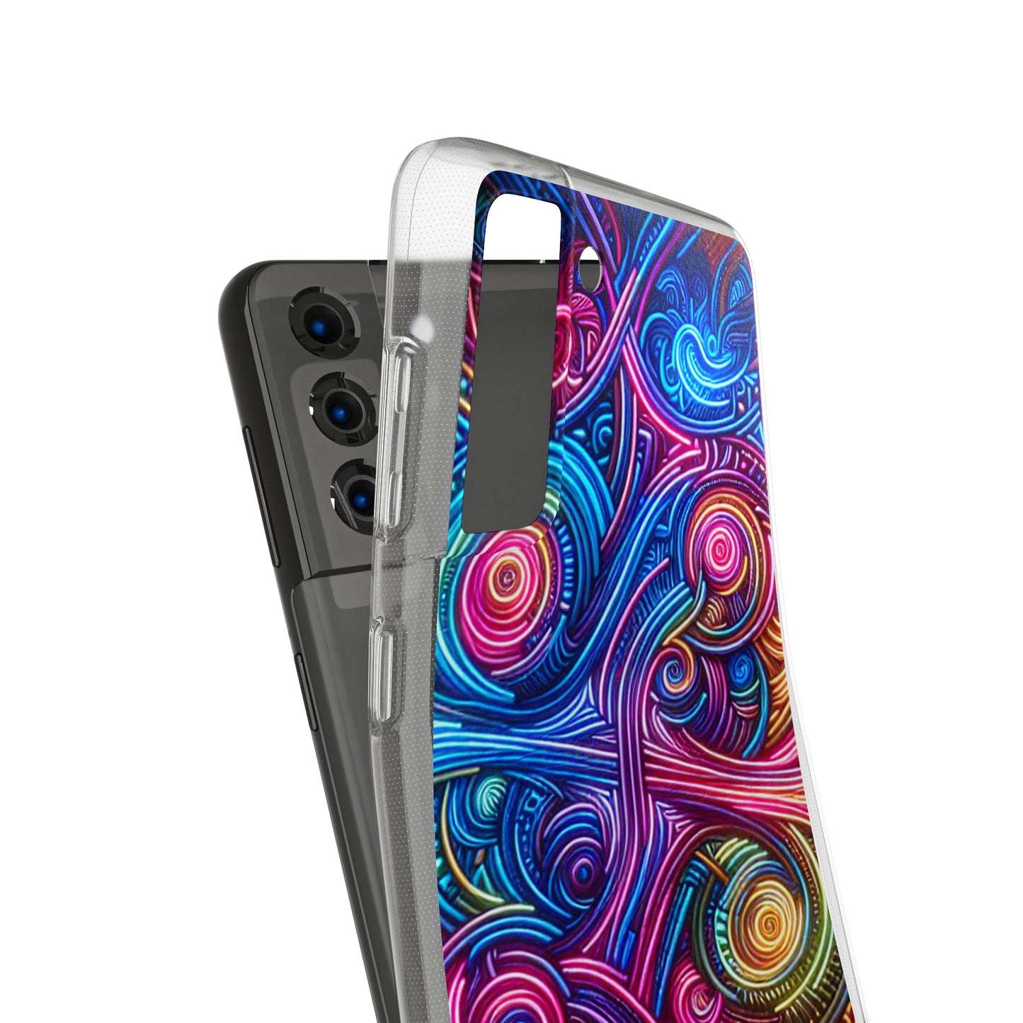 Vibrant Trippy Neon Infinity Ripples. Infinity Patterns Art Polycarbonate Phone Case Samsung Galaxy s21 s22 Google Pixel 6 Iphone 11 12 13 14 Pro Max Mini Plus