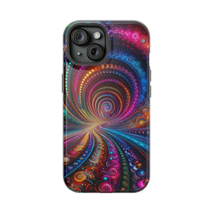 Neon Eternal Infinity Oasis. Neon Trippy Infinity Patterns Premium Art Magsafe Magnet Tough IPhone 13 14 15 Pro Plus Max and Mini in Matte and Glossy Phone cases