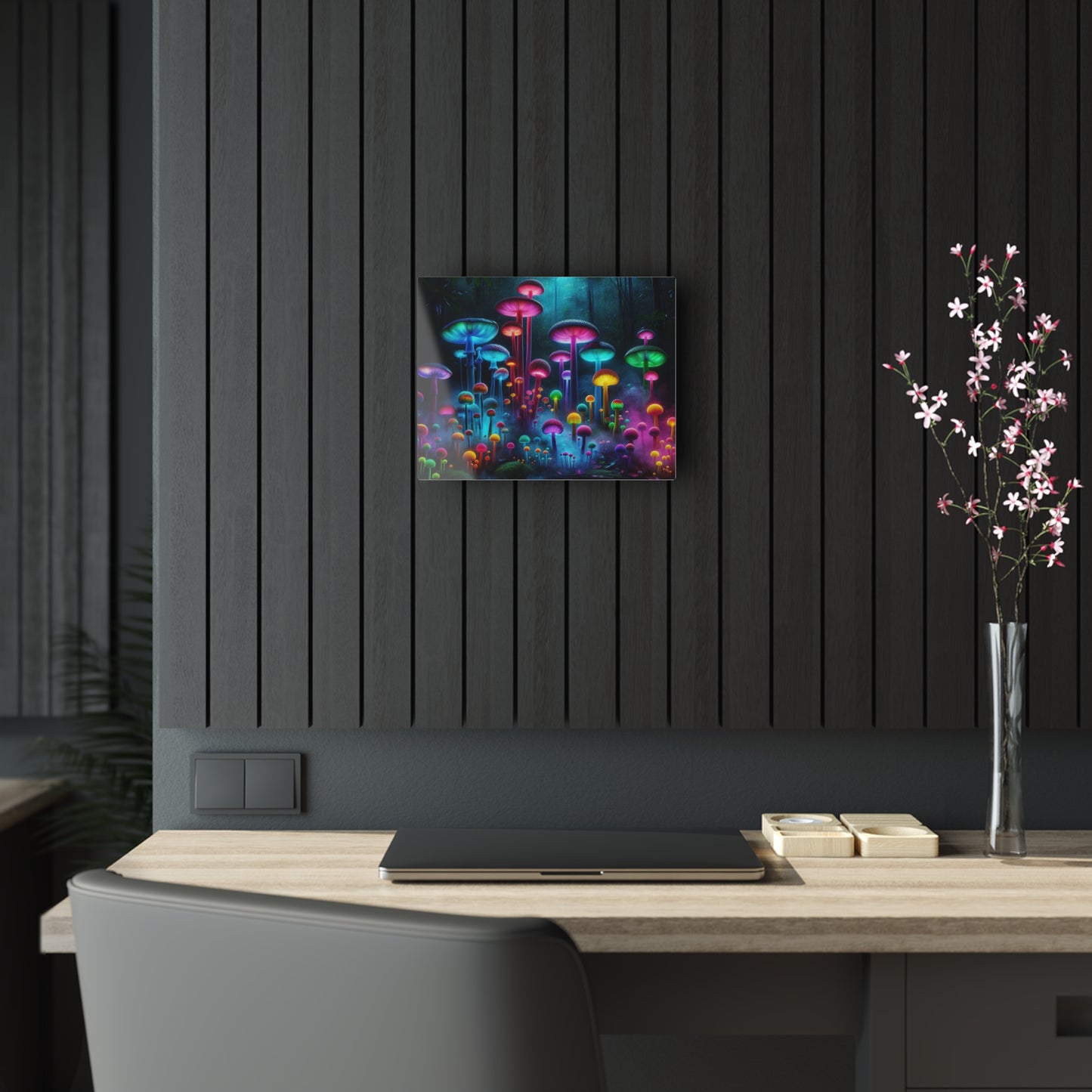 Neon Fungal Fusion. Mushrooms 1/4" Glossy Acrylic Art