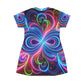 Neon Infinity Vortex. Infinity Patterns Womans T Shirt Dress