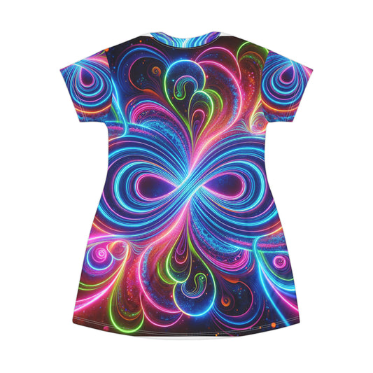 Neon Infinity Vortex. Infinity Patterns Womans T Shirt Dress