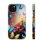 "Neon Butterfly Blooms" Neon Butterflies Premium Art Magsafe Magnet Tough IPhone 13 14 15 Pro Plus Max and Mini in Matte and Glossy Phone cases