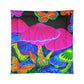 "Neon Blooms of Color" Butterflies & Mushrooms Comforter Blanket