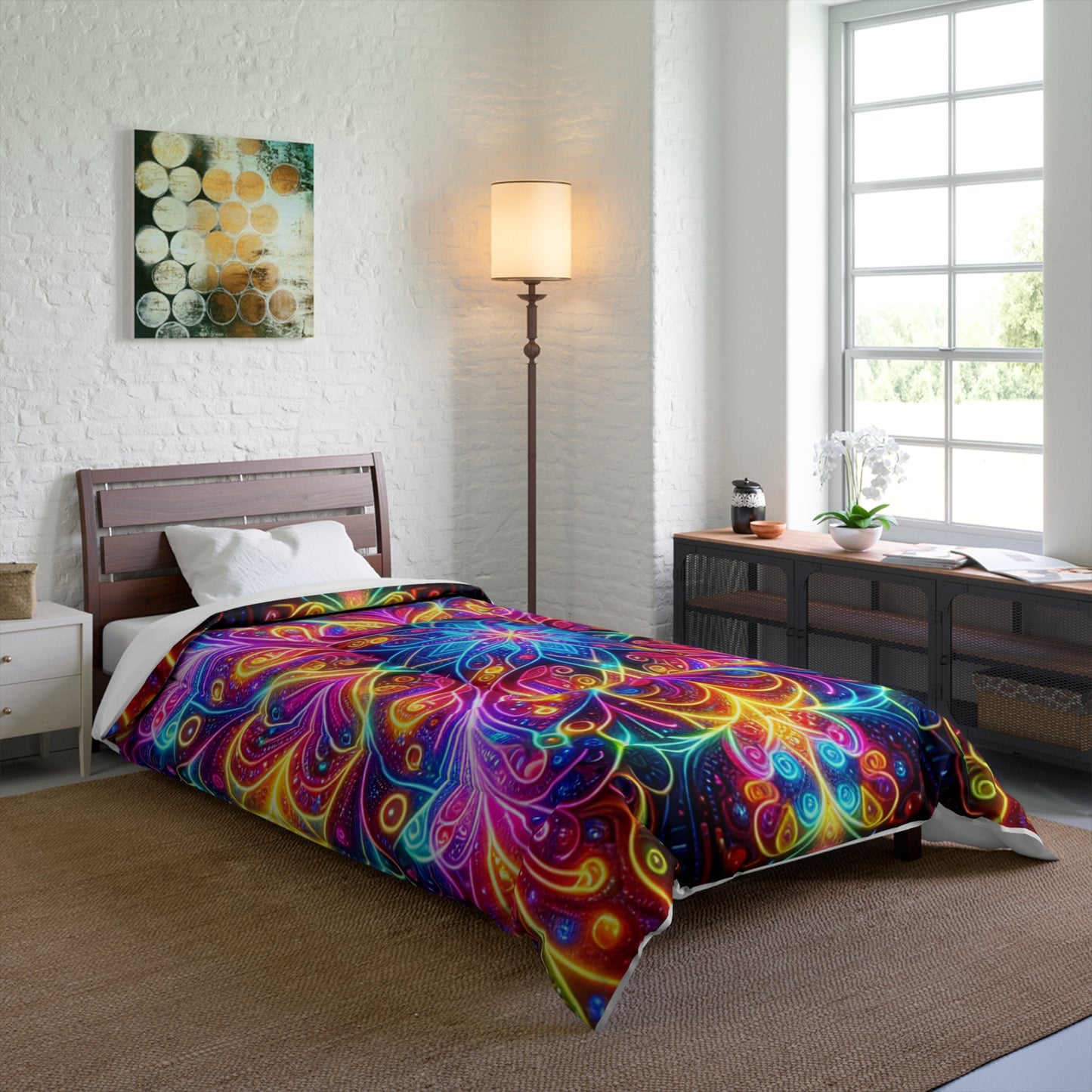 Psychedelic Rainbow Infinity Fantasia. Trippy Infinity Patterns Comforter Blanket