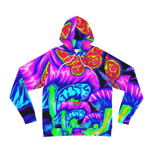 "Neon Flutter Splendour" - Butterflies & Mushrooms AOP Hoodie