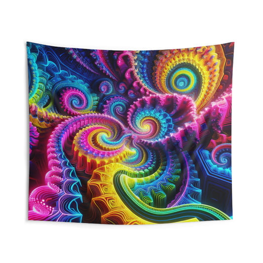 Neon Infinity Vortex. Infinity Patterns Art Tapestry