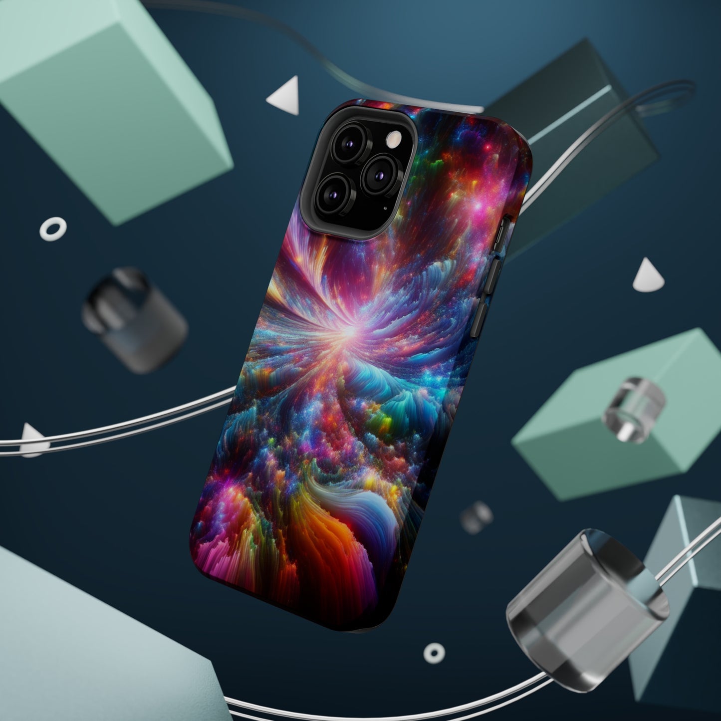 Neon Infinity Chromadrift. Neon Trippy Infinity Patterns Premium Art Magsafe Magnet Tough IPhone 13 14 15 Pro Plus Max and Mini in Matte and Glossy Phone cases