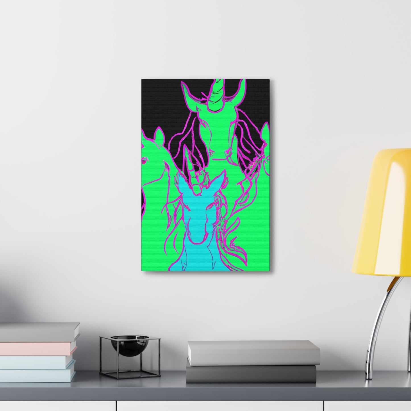 "Fantasy of Neon Lights" NEON Unicorns Art Canvas