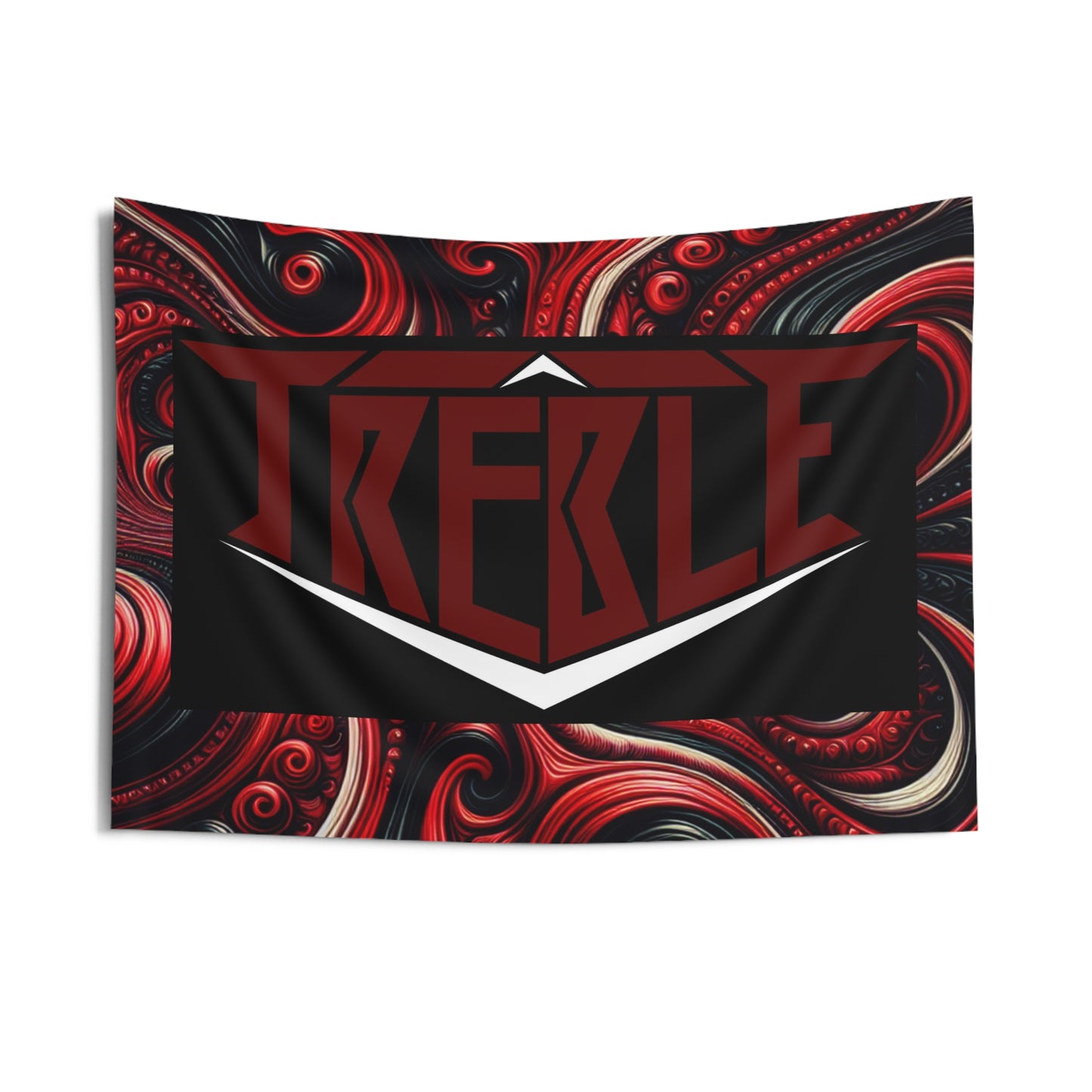 Treble Twilight Mysticism. Red & Black Infinity Patterns Art Tapestry