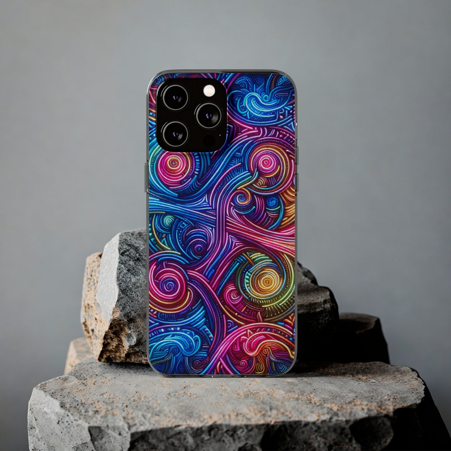 Vibrant Trippy Neon Infinity Ripples. Infinity Patterns Art Polycarbonate Phone Case Samsung Galaxy s21 s22 Google Pixel 6 Iphone 11 12 13 14 Pro Max Mini Plus