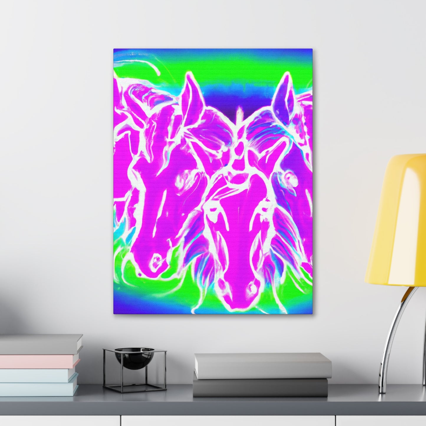 Neon Splendor Unicorns. NEON Unicorns Art Canvas