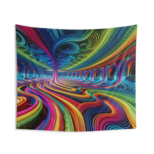 "Neon Infinity Vortex" Infinity Patterns Art Tapestry