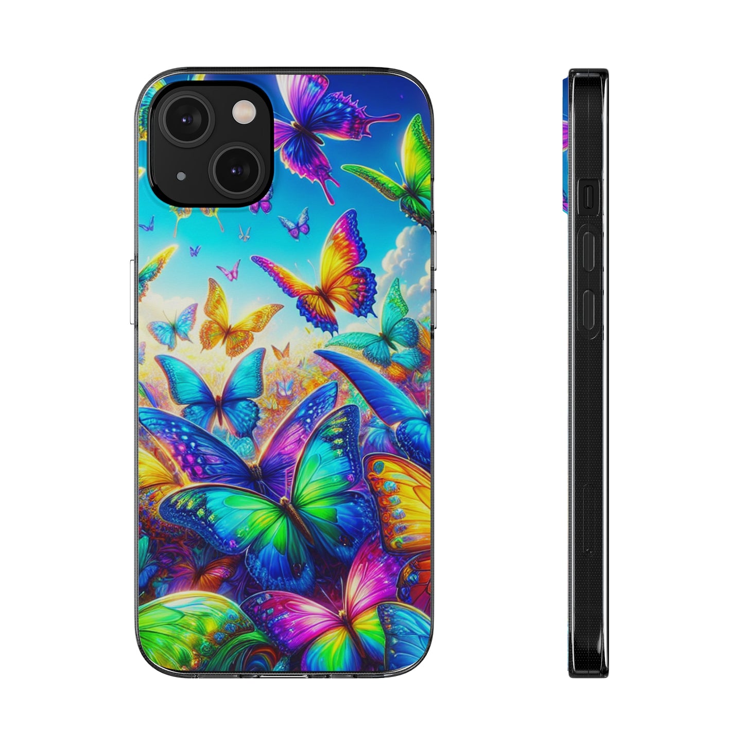 "Neon Brilliance" NEON Butterflies Art Polycarbonate Phone Case Samsung Galaxy s21 s22 Google Pixel 6 Iphone 11 12 13 14 Pro Max Mini Plus