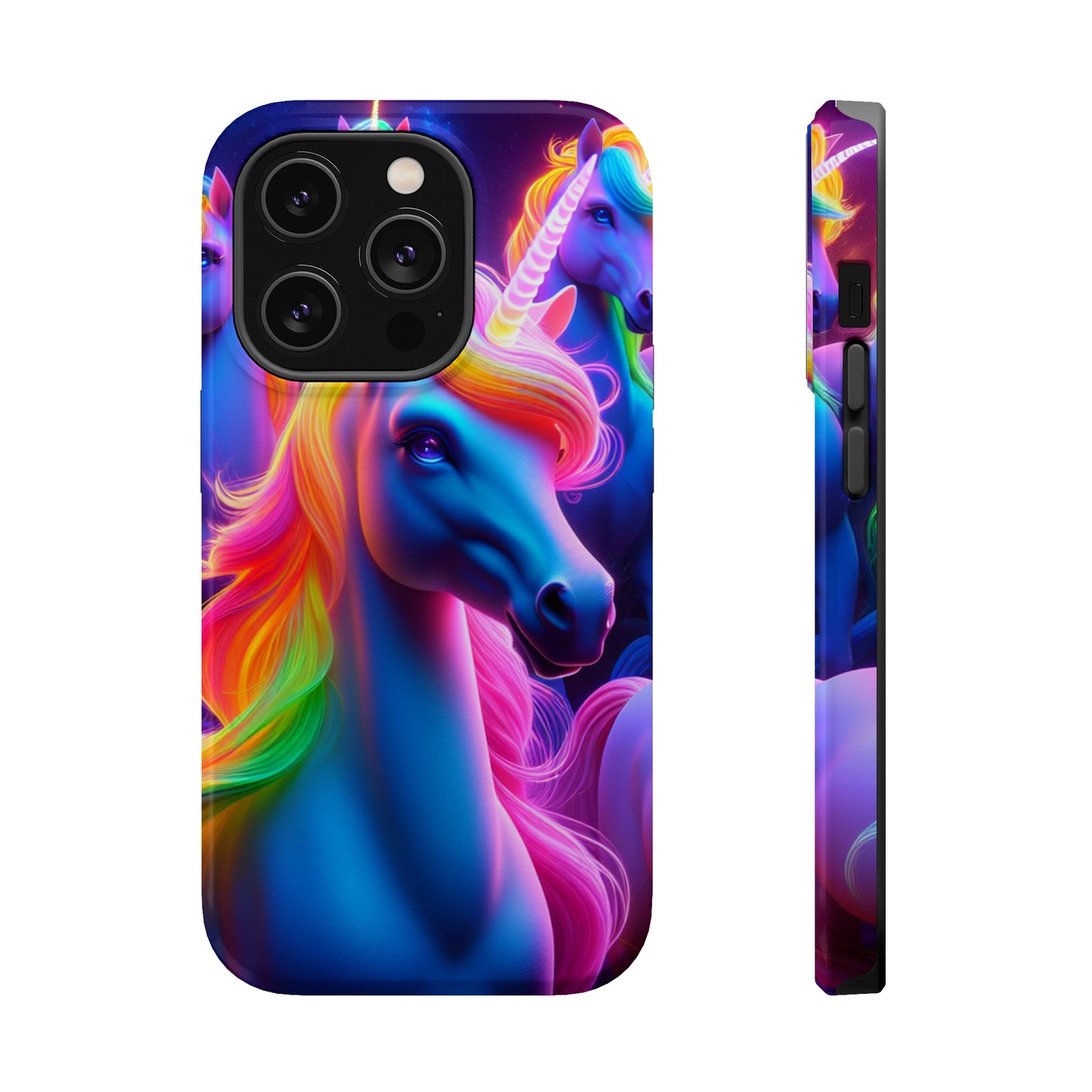 Neon Nighthorn Pride Neon Unicorns Premium Art Magsafe Magnet Tough IPhone 13 14 15 Pro Plus Max and Mini in Matte and Glossy Phone cases