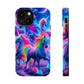 "Unicorn Prism" Neon Unicorns Premium Art Magsafe Magnet Tough IPhone 13 14 15 Pro Plus Max and Mini in Matte and Glossy Phone cases