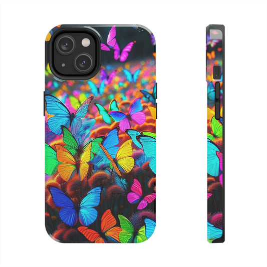 "Neon Butterfly Mural" NEON Butterflies Tough Phone Case Iphone 6 7 8 9 10 11 12 13 14 SE X XR XS Pro Max Mini Plus