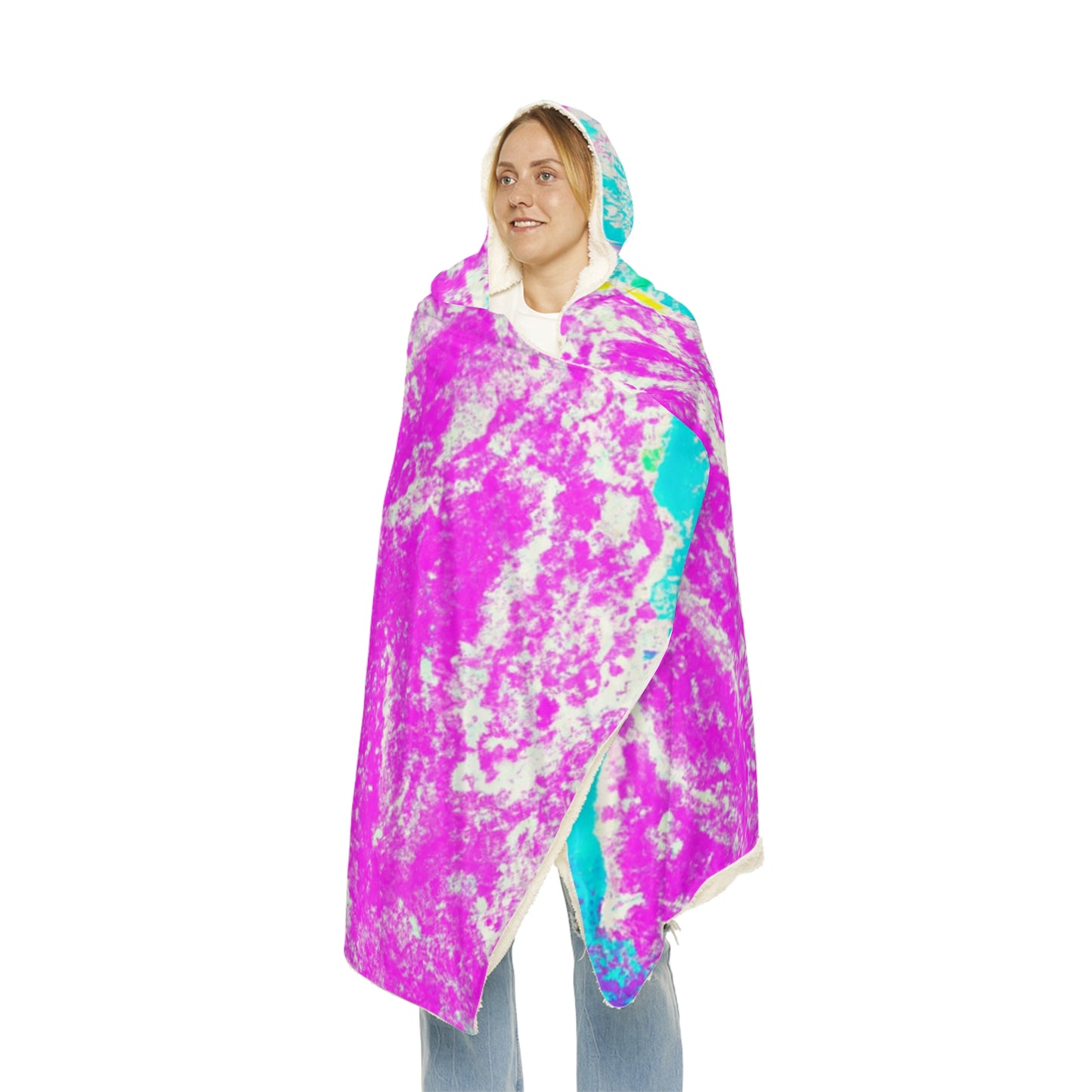 "Aurora's Rainbow Unicorns" - NEON Unicorns Art Hooded Snuggle Blanket