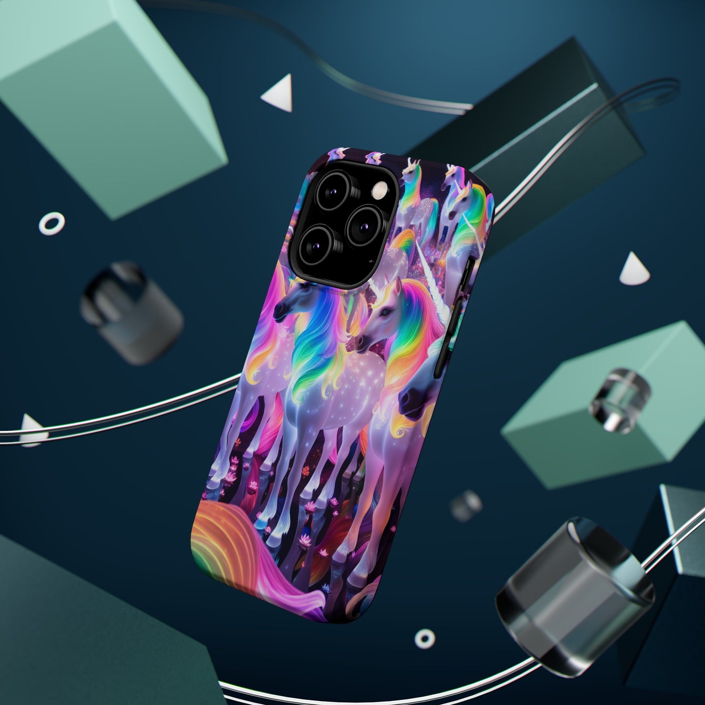 Neon Wonderland Unicorns Neon Unicorns Premium Art Magsafe Magnet Tough IPhone 13 14 15 Pro Plus Max and Mini in Matte and Glossy Phone cases