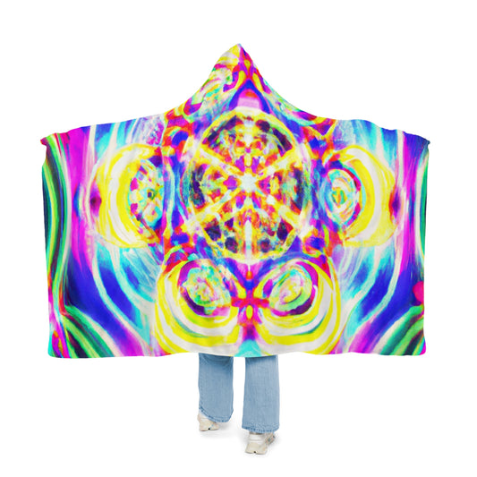 "Exuberant Reflection" - NEON Infinity Patterns Art Hooded Snuggle Blanket