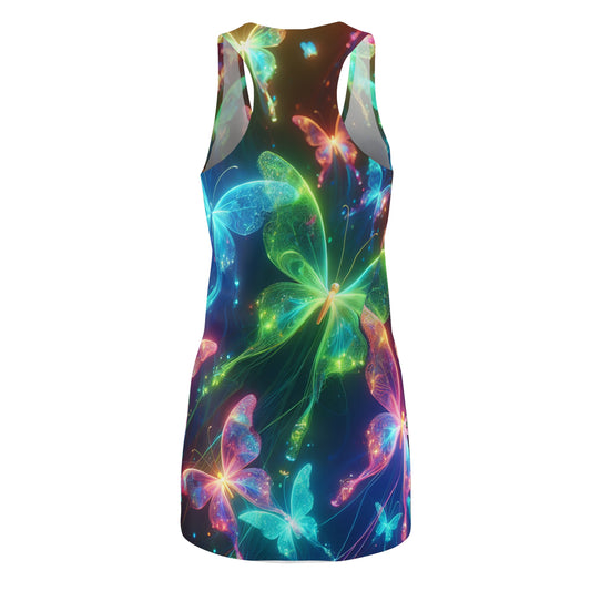 "Neon Symphony" Neon Butterflies  Racerback Dress