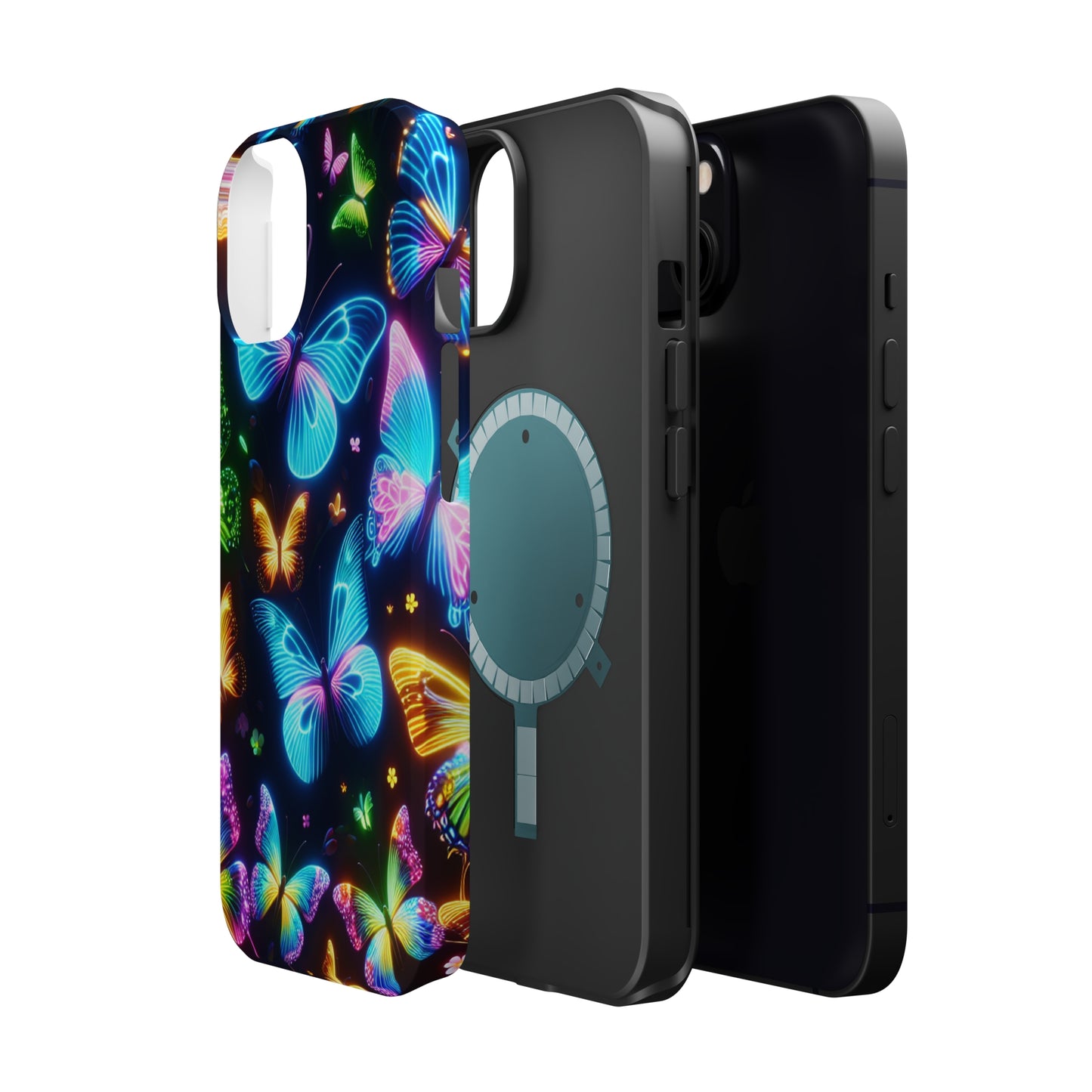 Luminous Butterfly Radiance Neon Butterflies Premium Art Magsafe Magnet Tough IPhone 13 14 15 Pro Plus Max and Mini in Matte and Glossy Phone cases