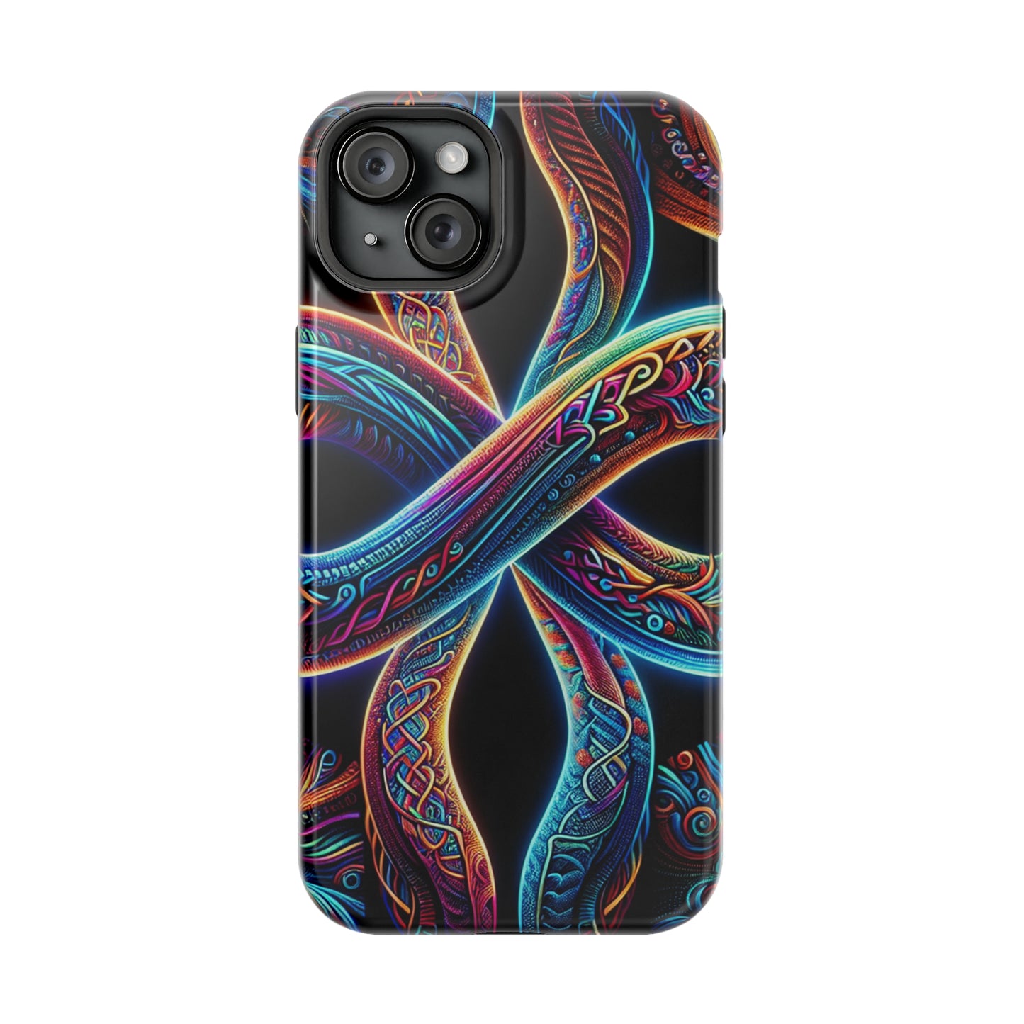 Vibrant Infinity Nocturne Neon Trippy Infinity Patterns Premium Art Magsafe Magnet Tough IPhone 13 14 15 Pro Plus Max and Mini in Matte and Glossy Phone cases