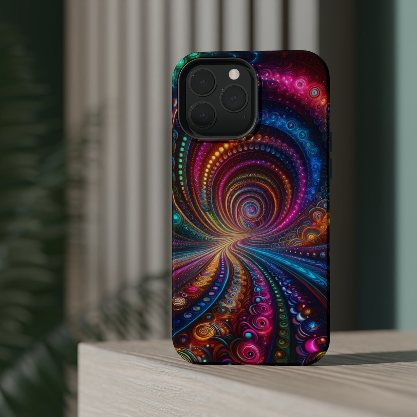 Neon Eternal Infinity Oasis. Neon Trippy Infinity Patterns Premium Art Magsafe Magnet Tough IPhone 13 14 15 Pro Plus Max and Mini in Matte and Glossy Phone cases