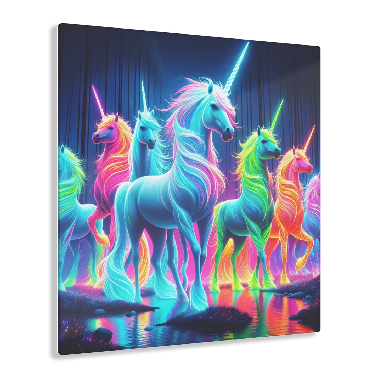 Neon Mystical Unicorns NEON Unocrons Art 1/4" Glossy Acrylic Art