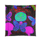 Neon Jungle Dance. Butterflies & Mushrooms Comforter Blanket