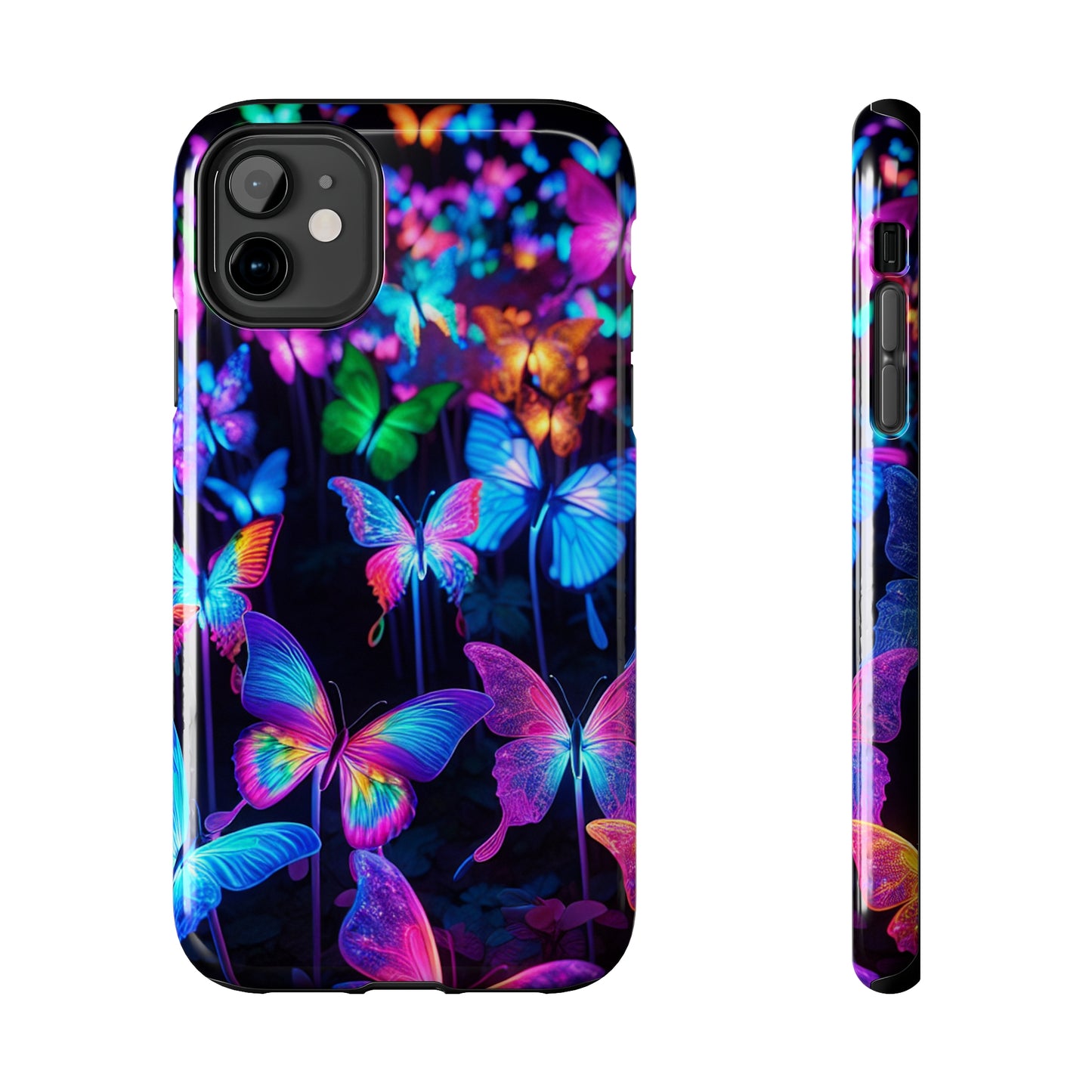 "Neon Flutterby Lights" NEON Butterflies Tough Phone Case