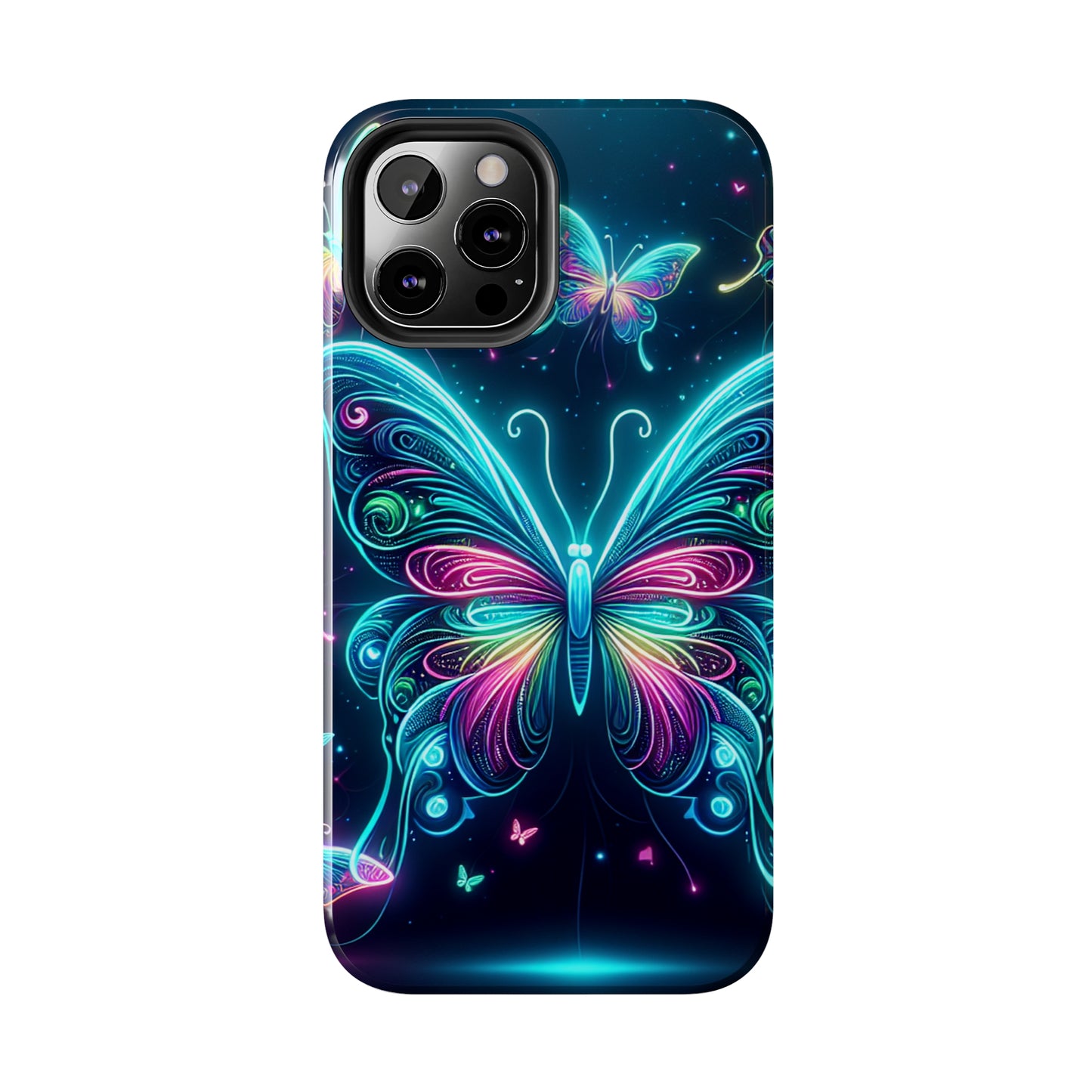 "Neon Butterfly Glo-Rama" NEON Butterflies Tough Phone Case Iphone 6 7 8 9 10 11 12 13 14 SE X XR XS Pro Max Mini Plus