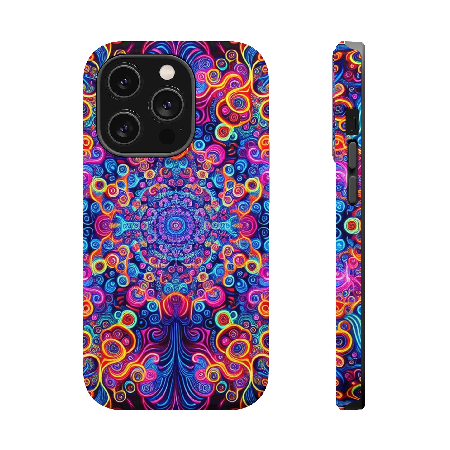 Vibrant Infinity Aurora. Neon Trippy Infinity Patterns Premium Art Magsafe Magnet Tough IPhone 13 14 15 Pro Plus Max and Mini in Matte and Glossy Phone cases