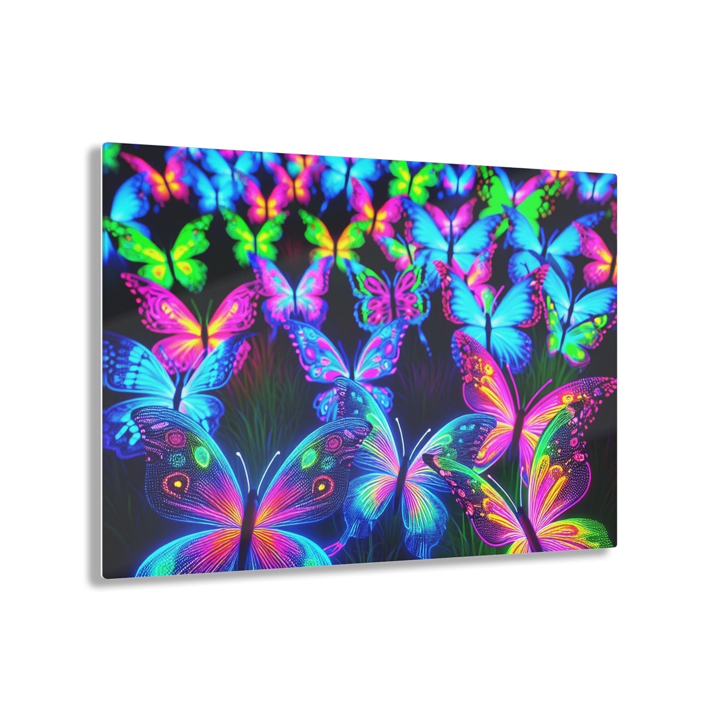 "Butterfly Cascade of Color" NEON Butterflies Art 1/4" Glossy Acrylic Art