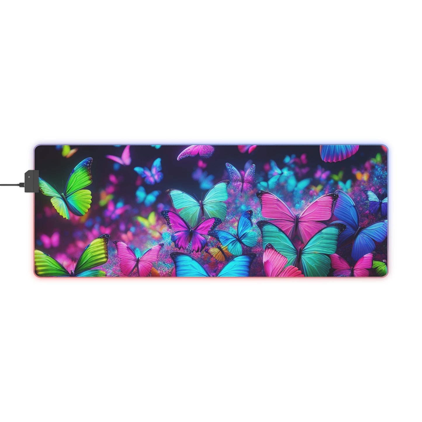 "Neon Rainbow Wonders" NEON Butterflies LED Mousepad