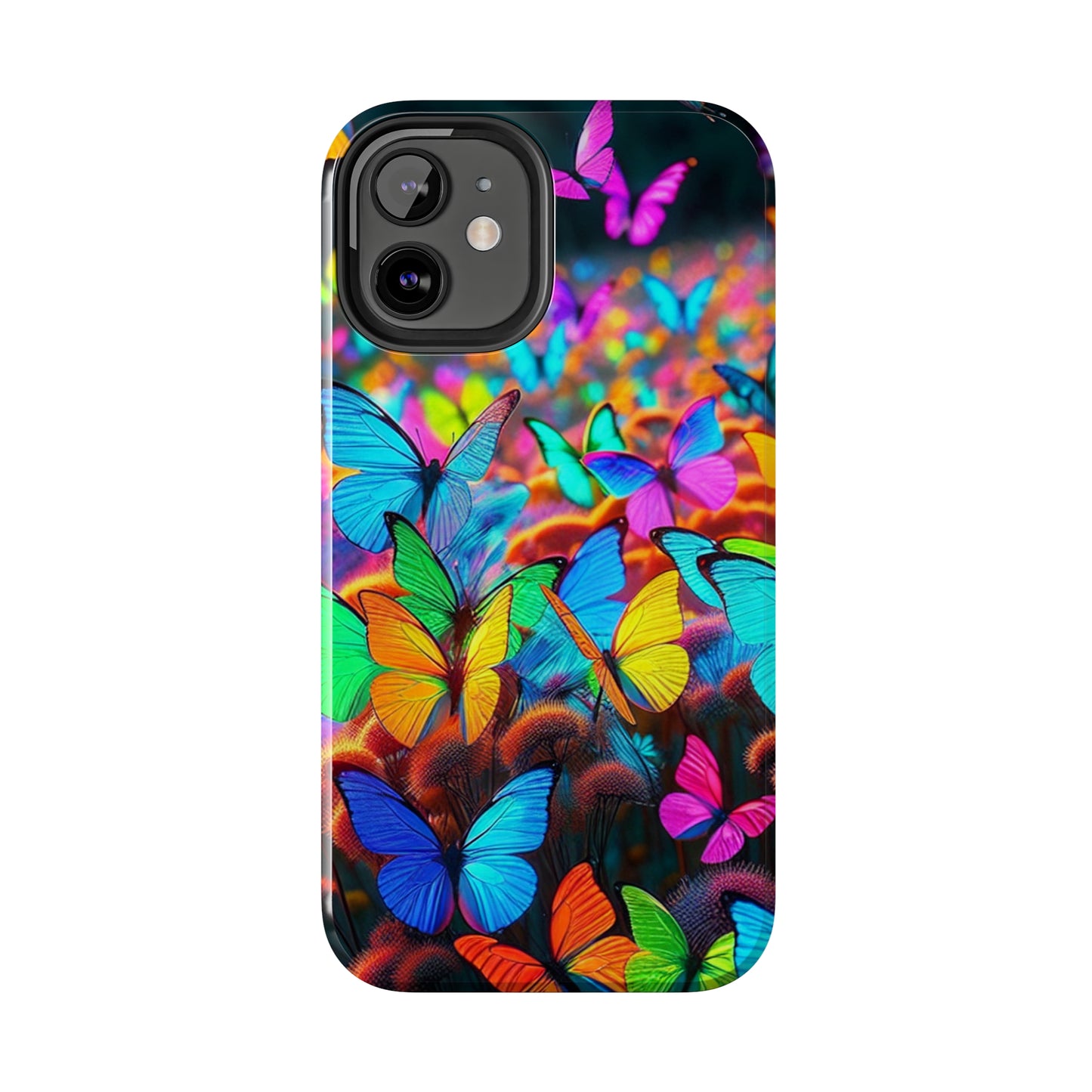 "Neon Butterfly Mural" NEON Butterflies Tough Phone Case Iphone 6 7 8 9 10 11 12 13 14 SE X XR XS Pro Max Mini Plus