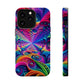 Cosmic Electric Rainbow Frenzy. Neon Trippy Infinity Patterns Premium Art Magsafe Magnet Tough IPhone 13 14 15 Pro Plus Max and Mini in Matte and Glossy Phone cases