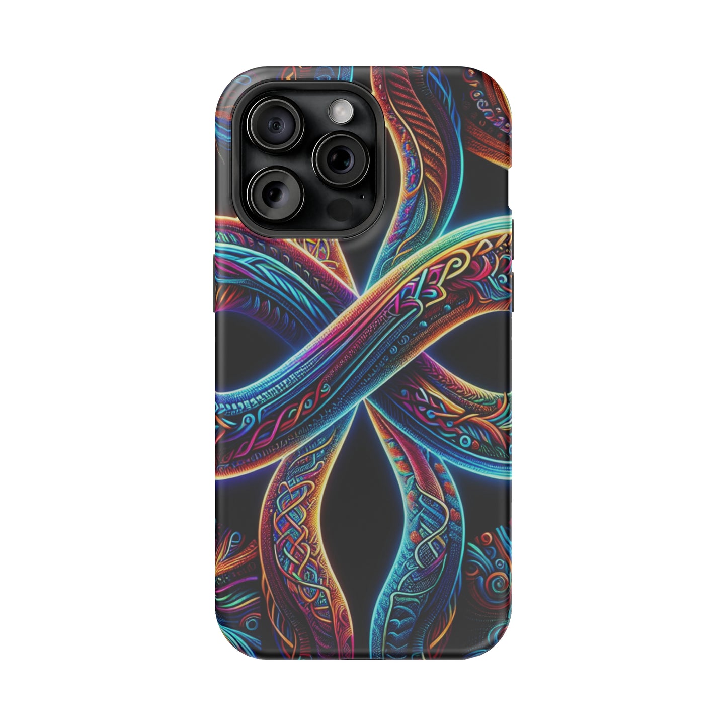 Vibrant Infinity Nocturne Neon Trippy Infinity Patterns Premium Art Magsafe Magnet Tough IPhone 13 14 15 Pro Plus Max and Mini in Matte and Glossy Phone cases